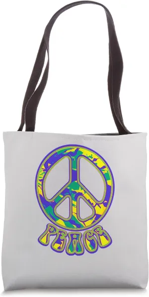 60s 70s Peace Symbol Tote Bag