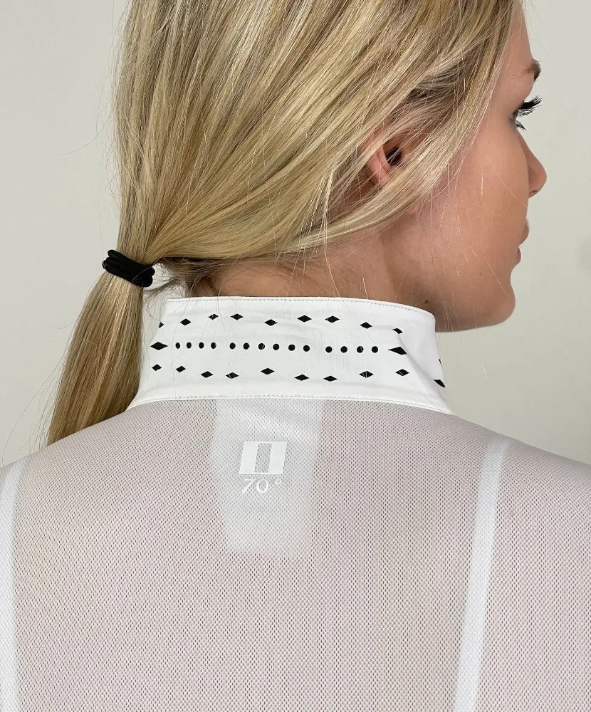70 Degrees Fontainebleau Show Shirt   Convertible Polo- White/Black