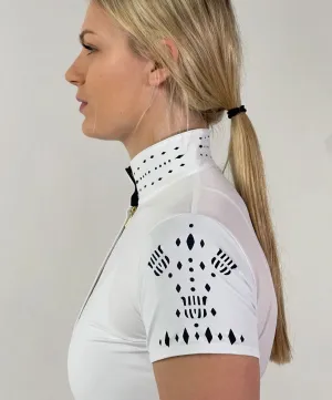 70 Degrees Fontainebleau Show Shirt   Convertible Polo- White/Black