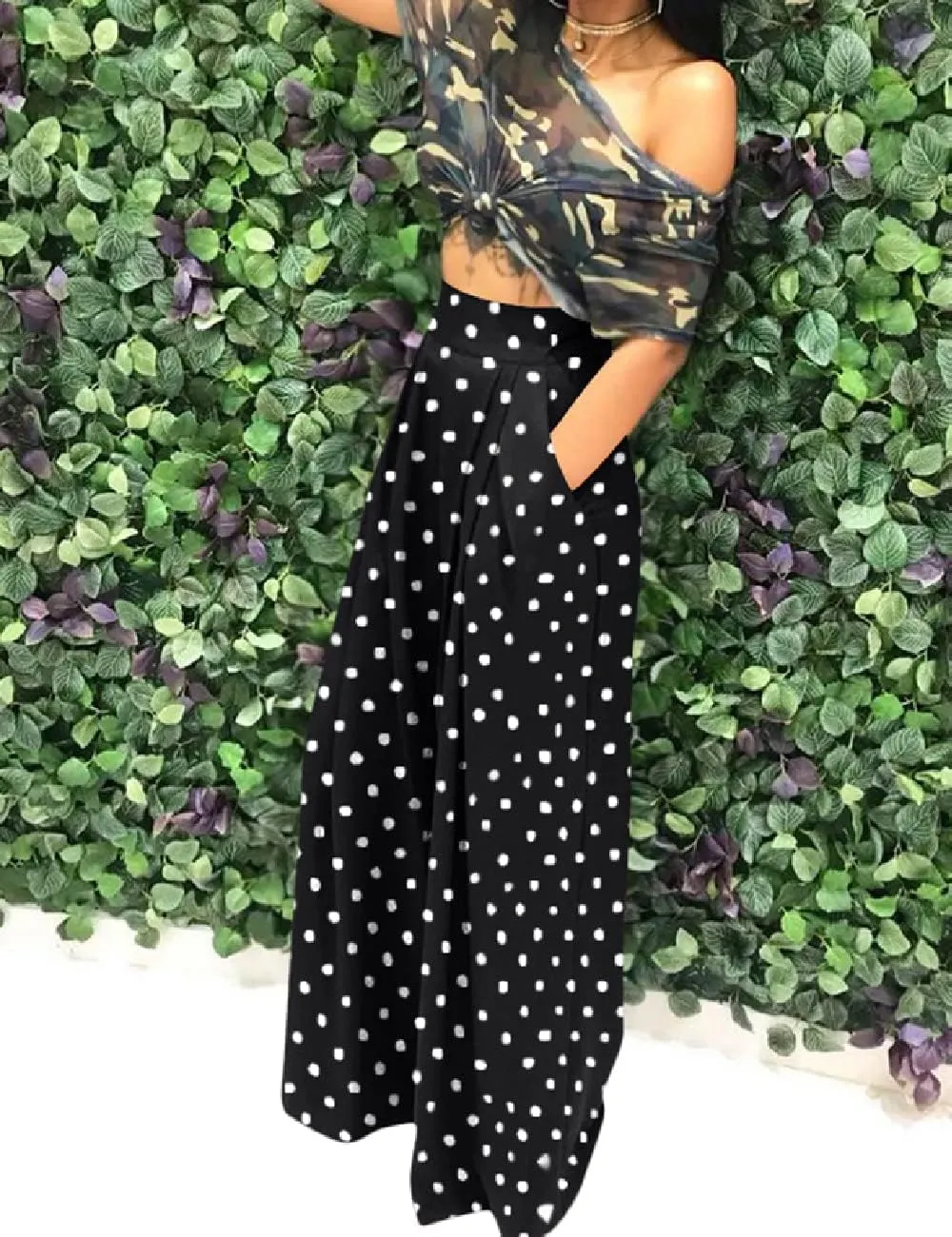 A ADILACA Wide Leg Pants for Women, Palazzo Pants for Women, Womens Casual Lounge Work Business High Waisted Flowy Pants