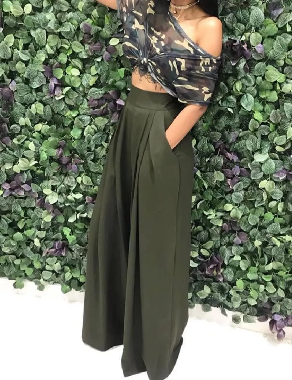 A ADILACA Wide Leg Pants for Women, Palazzo Pants for Women, Womens Casual Lounge Work Business High Waisted Flowy Pants