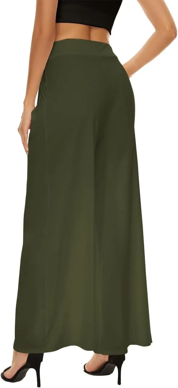 A ADILACA Wide Leg Pants for Women, Palazzo Pants for Women, Womens Casual Lounge Work Business High Waisted Flowy Pants