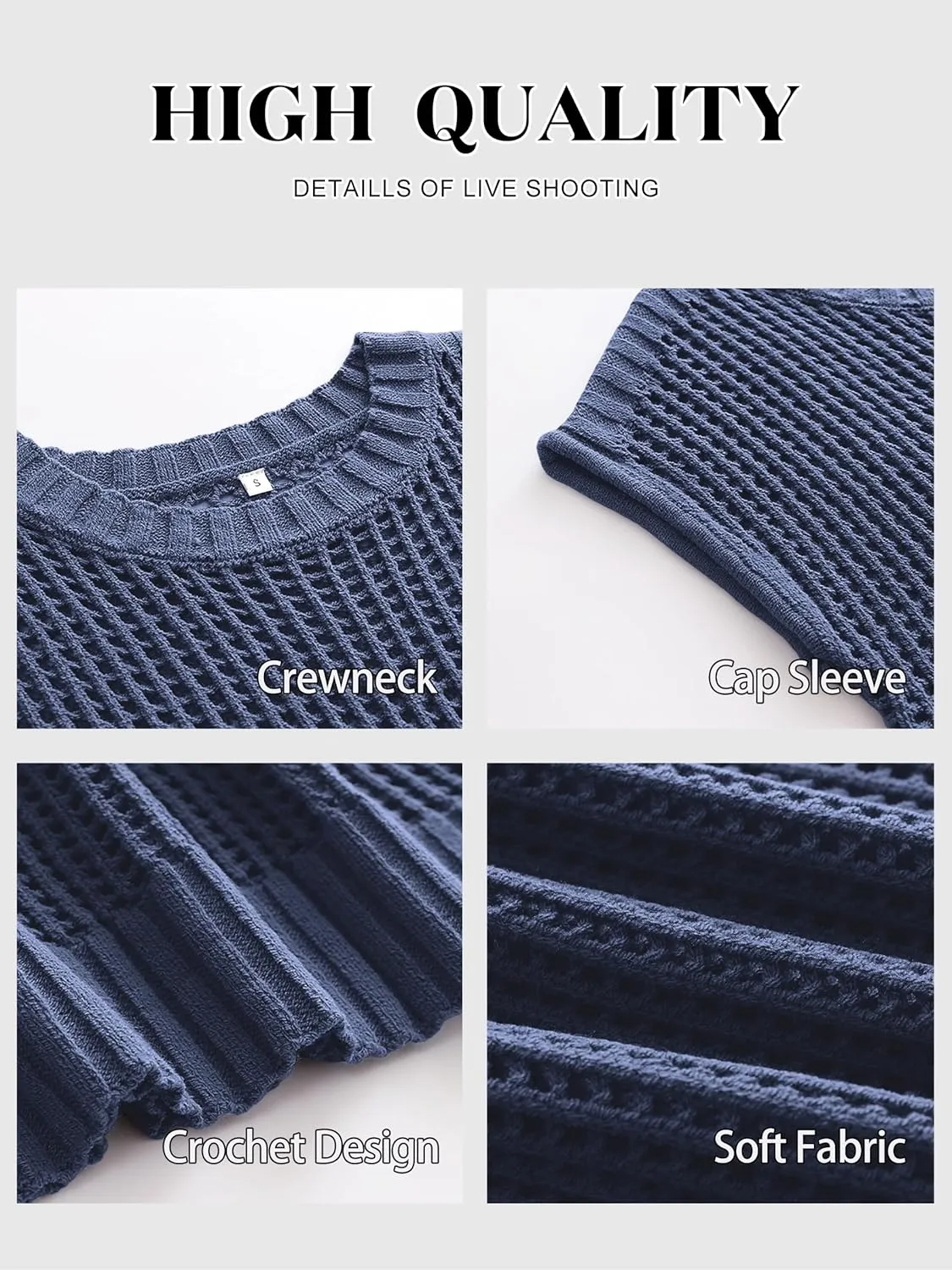 ANRABESS Womens Summer Crochet Sweater Tops Casual Cap Short Sleeve Hollow Out Mesh Knit Beach Cover Up Shirts 2025 Spring