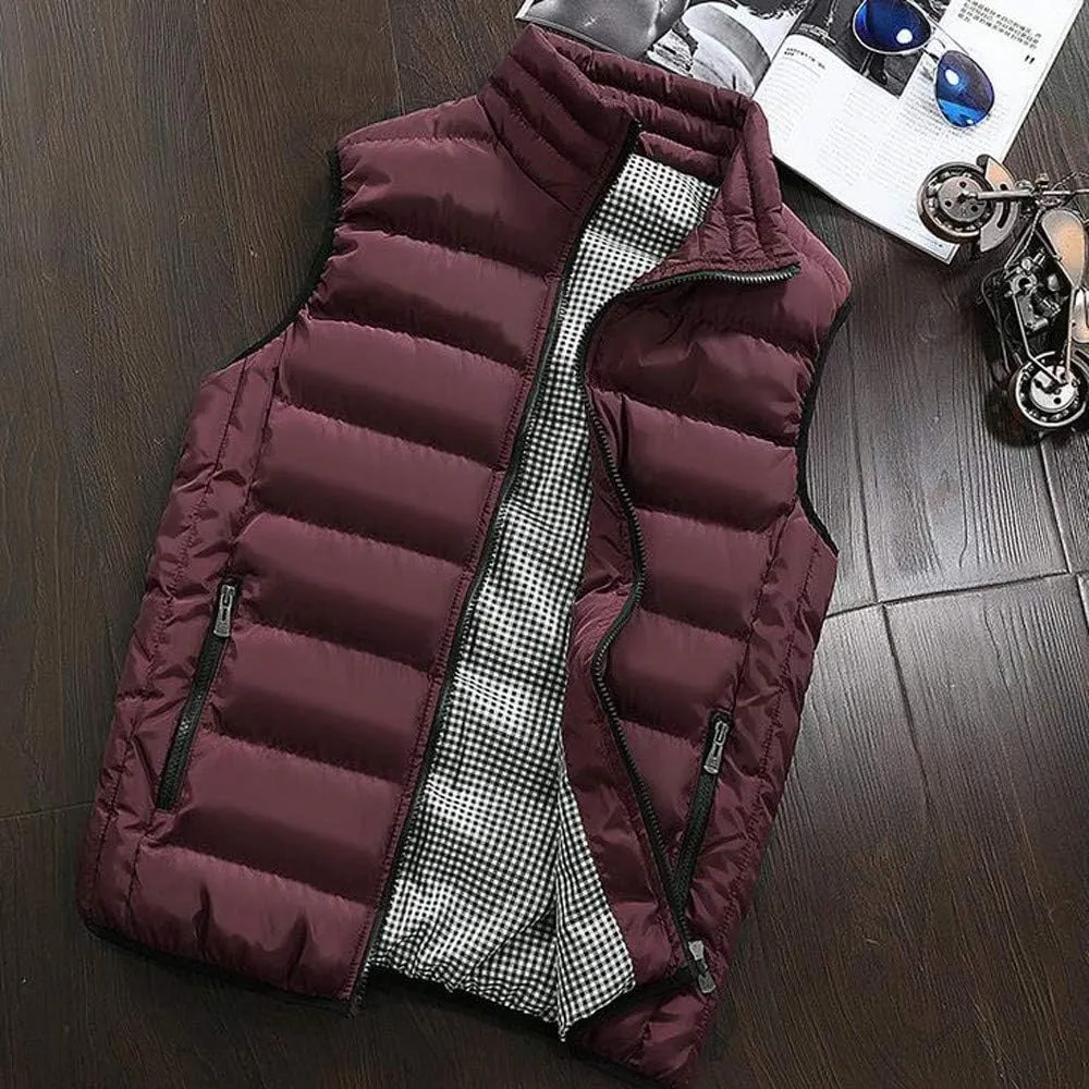 Autumn Men Autumn Winter Coat Padded Cotton Vest Warm Hooded Thick Vest Tops Jacket Yoga Mat Set for Men