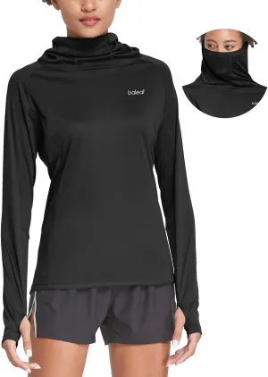 baleaf Women's Long Sleeve Rash Guard with Face Cover UPF 50  Swim Shirts Sun Hoddie Lightweight Quick Dry Hiking Tops