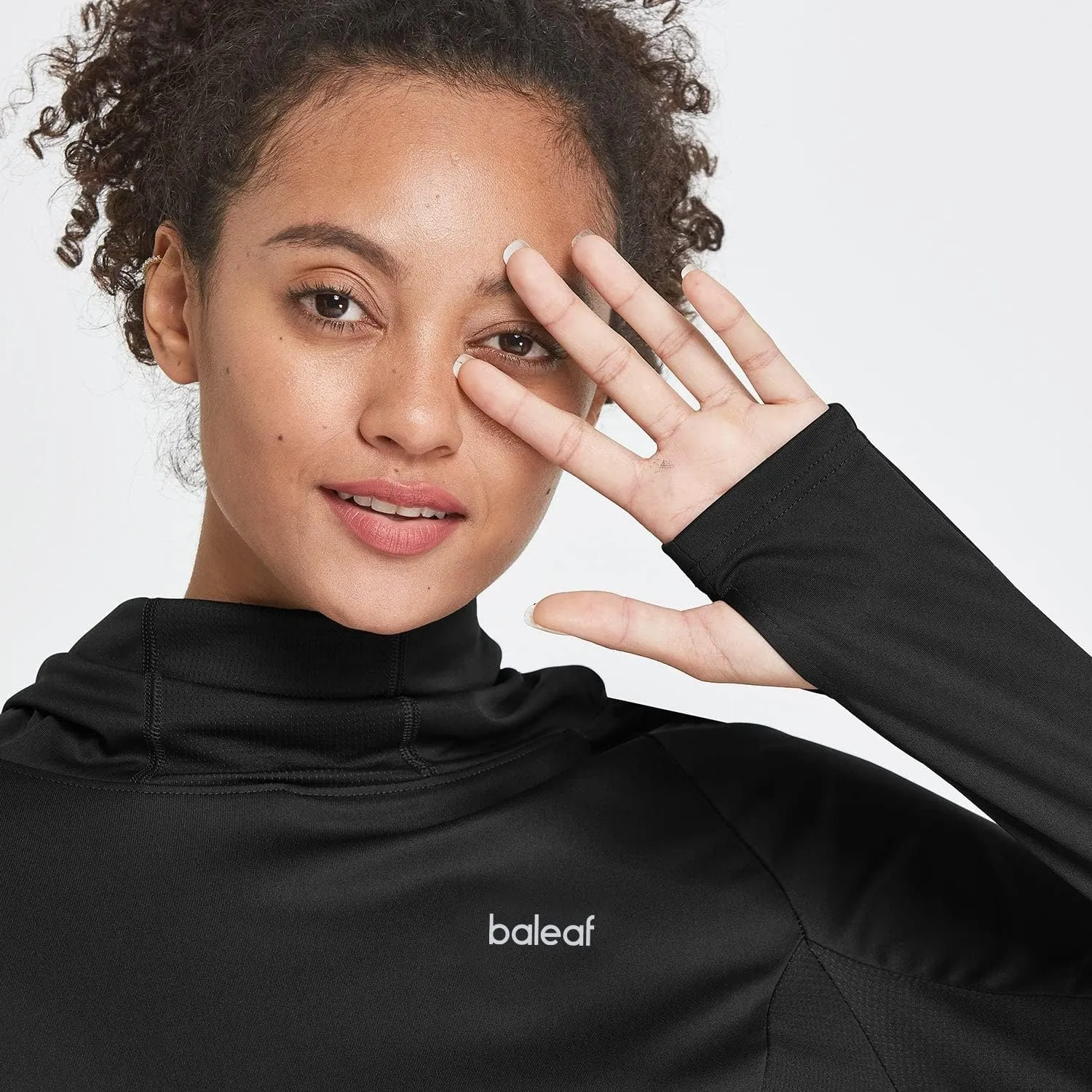 baleaf Women's Long Sleeve Rash Guard with Face Cover UPF 50  Swim Shirts Sun Hoddie Lightweight Quick Dry Hiking Tops