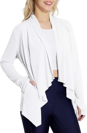 baleaf Women's Long Sleeve Sun Shirts UPF 50  Lightweight Open Front Cardigan with Pockets Beach Cover Up SPF Sun Wrap