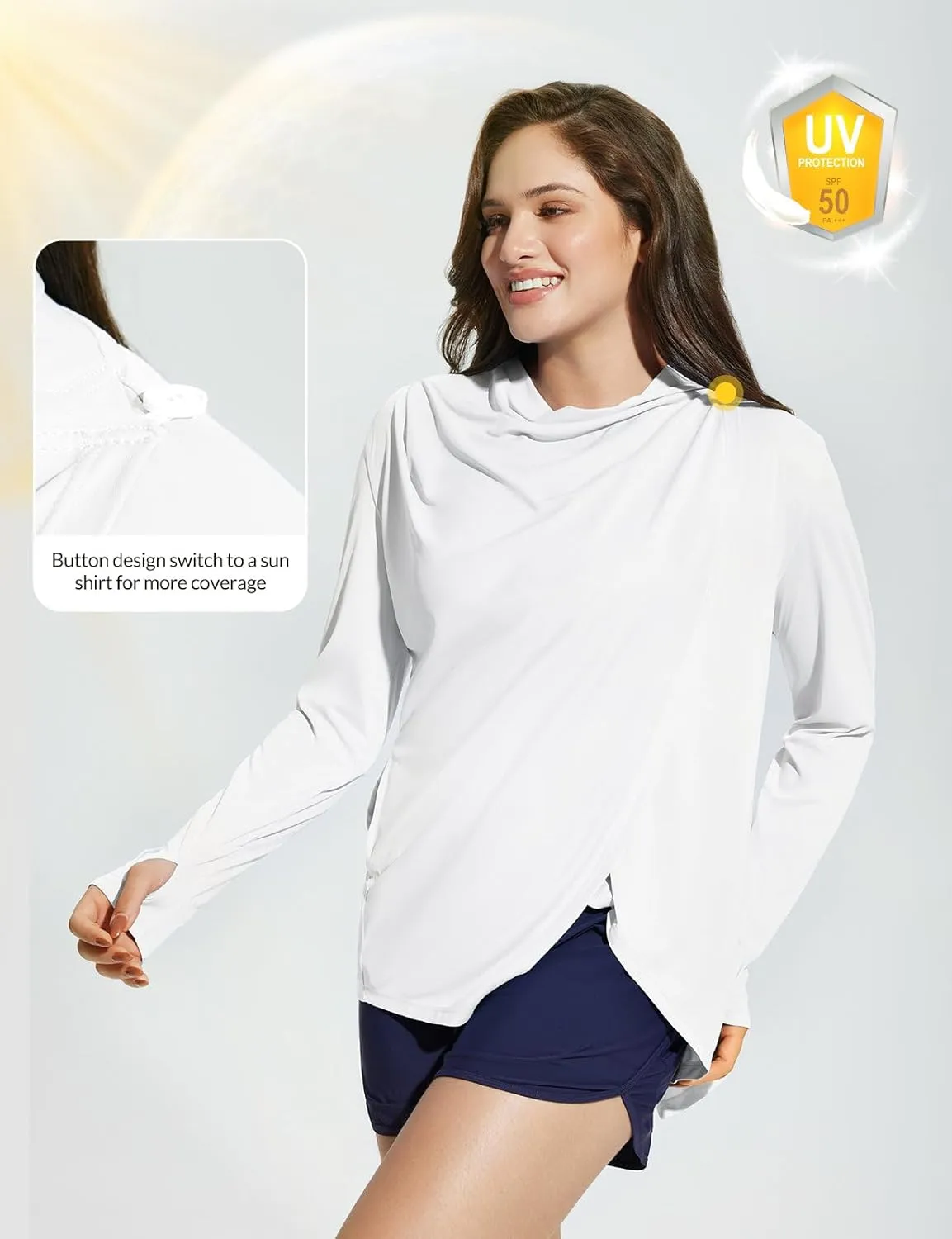 baleaf Women's Long Sleeve Sun Shirts UPF 50  Lightweight Open Front Cardigan with Pockets Beach Cover Up SPF Sun Wrap