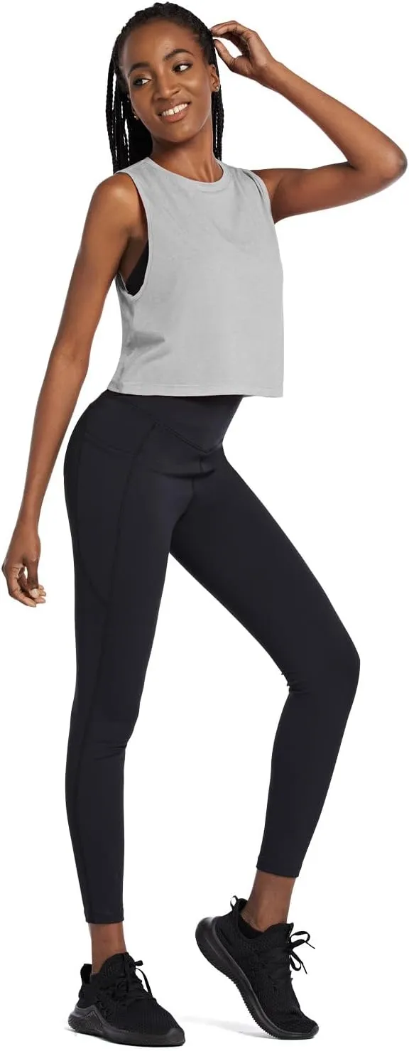 baleaf Workout Tops for Women Crop Tank Top Quick Dry Athletic Gym Exercise Sleeveless Shirts Muscle Yoga Loose Fit