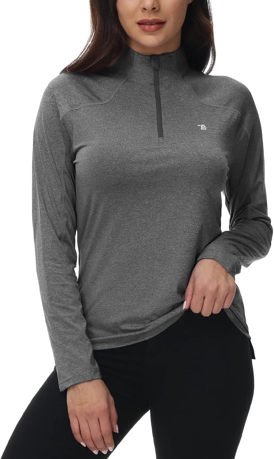 BGOWATU Women's Long Sleeve Golf Polo Shirts Quarter Zip Pullover UPF 50 Sun Shirt for Women Dry Fit Running Tops