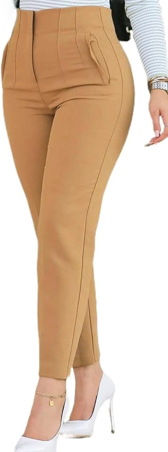 BIRW Womens High Waisted Pants 2025 Trendy Skinny Business Work Casual Pencil Trousers with Pockets