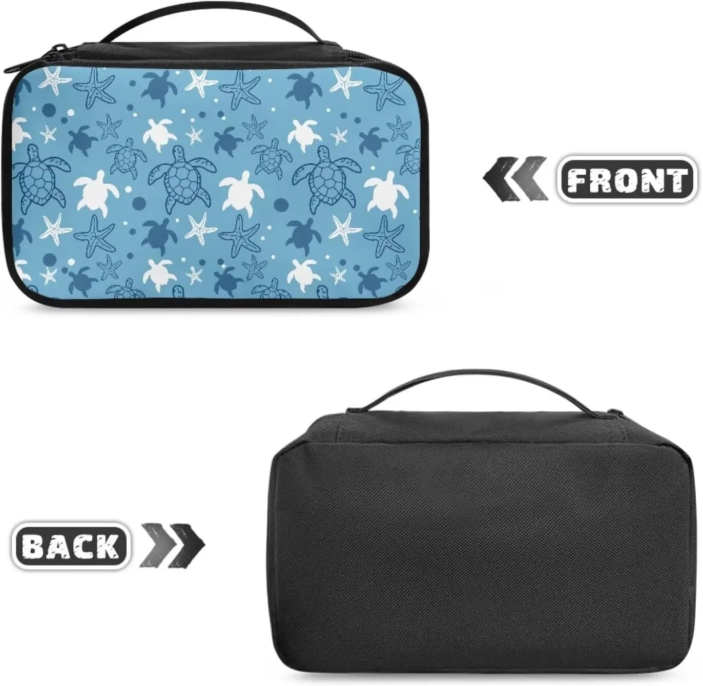 Blue Sea Turtle Party Makeup Bag  Glam Square Travel Organizer with Spill-Proof Design | Personalized Cosmetic Bag for Sisters, Moms | Teen Girl Gifts Trendy Stuff for Special Nights