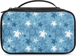Blue Sea Turtle Party Makeup Bag  Glam Square Travel Organizer with Spill-Proof Design | Personalized Cosmetic Bag for Sisters, Moms | Teen Girl Gifts Trendy Stuff for Special Nights