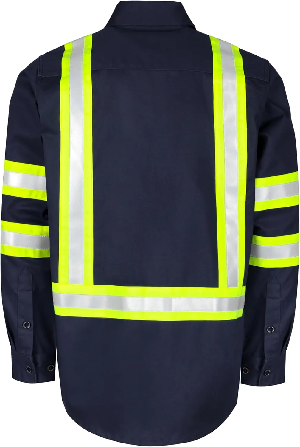 BOCOMAL FR Shirts High Visibility Button Down 7.5oz ANSI/ISEA Type O Class1 Flame Resistant Hi Vis Refective Safety Jacket