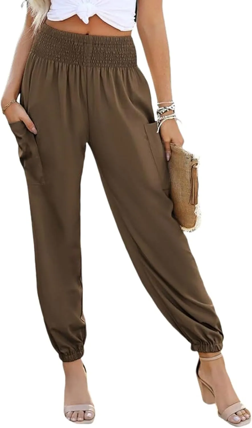 Boho Pants for Women Harem Pants High Waist Cargo Pant Summer Loose Trousers Business Casual Trousers Elephant Trouser