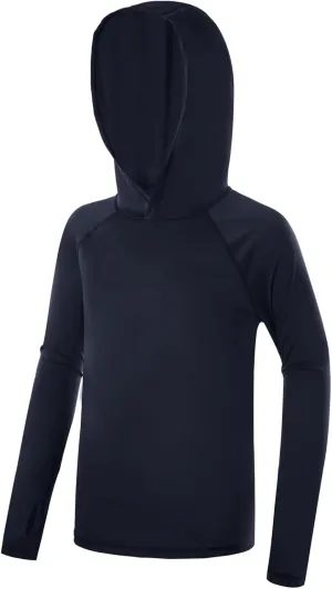 Boys Rash Guard Hoodie UPF 50  Sun Protection Long Sleeve Swim Shirt Quick Dry Kids SPF Fishing Water Beach Shirts
