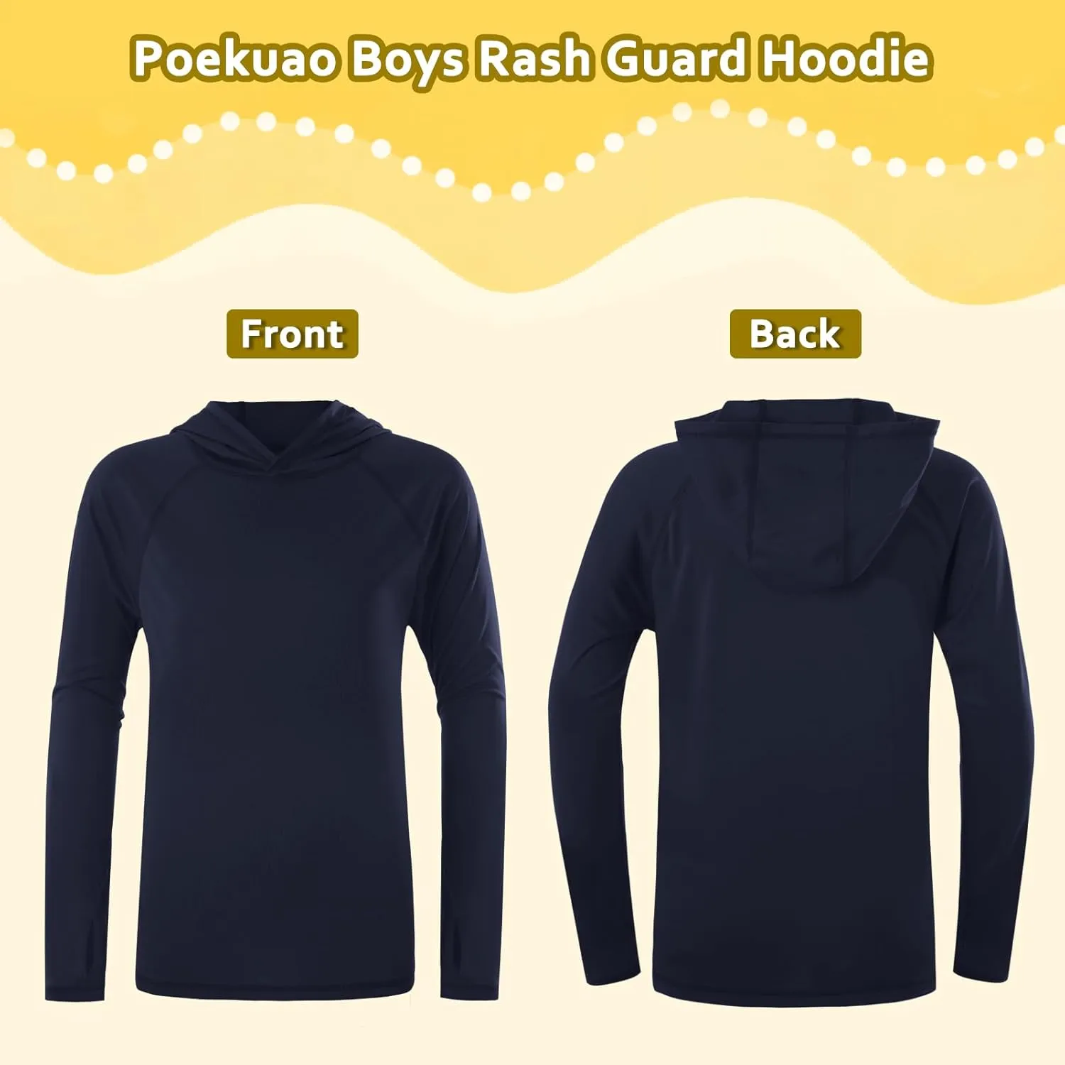 Boys Rash Guard Hoodie UPF 50  Sun Protection Long Sleeve Swim Shirt Quick Dry Kids SPF Fishing Water Beach Shirts