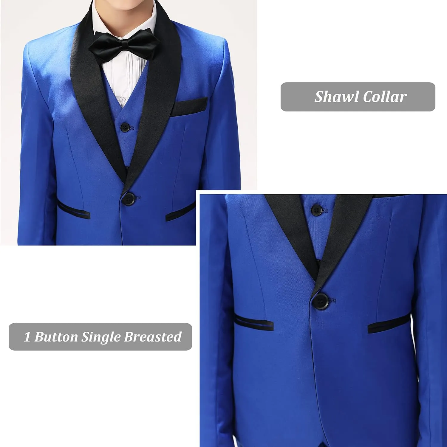 Boys Suit for Toddler Tuxedo Kids Formal Suits Set 5 Pieces Wedding Outfit