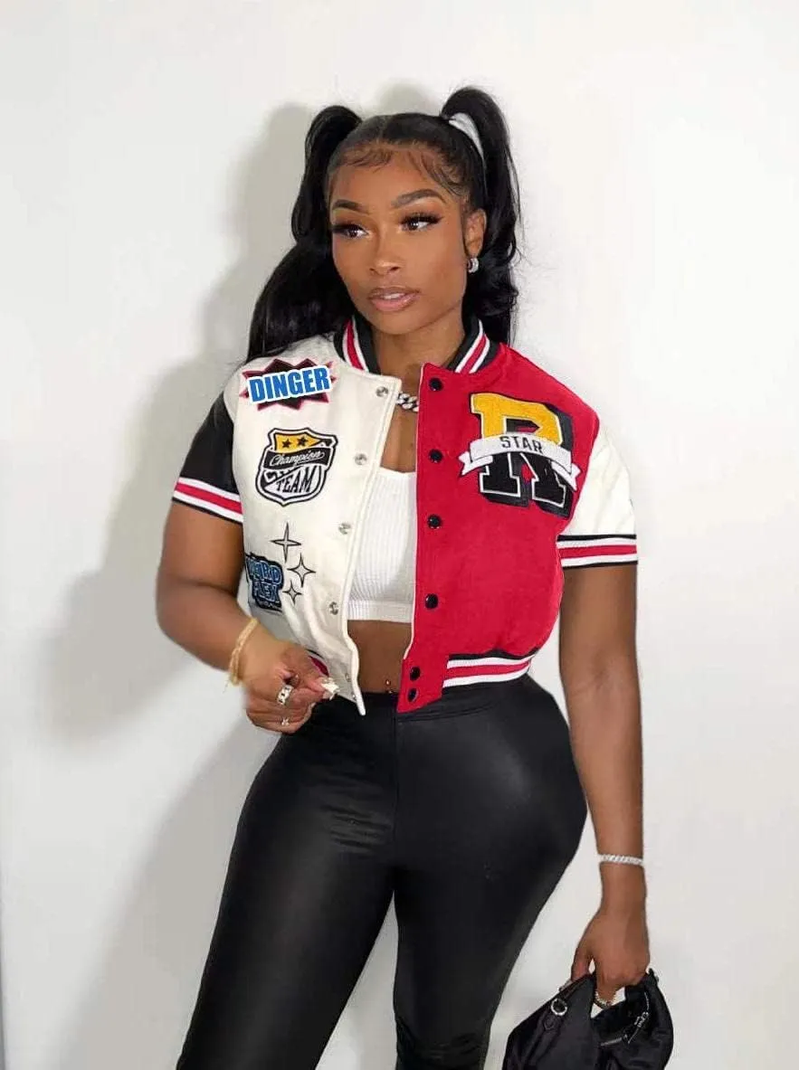 Button Down Shirts for Women Short Sleeve Cropped Varsity Jacket for Women Summer Tops for Women 2024 S-XXL