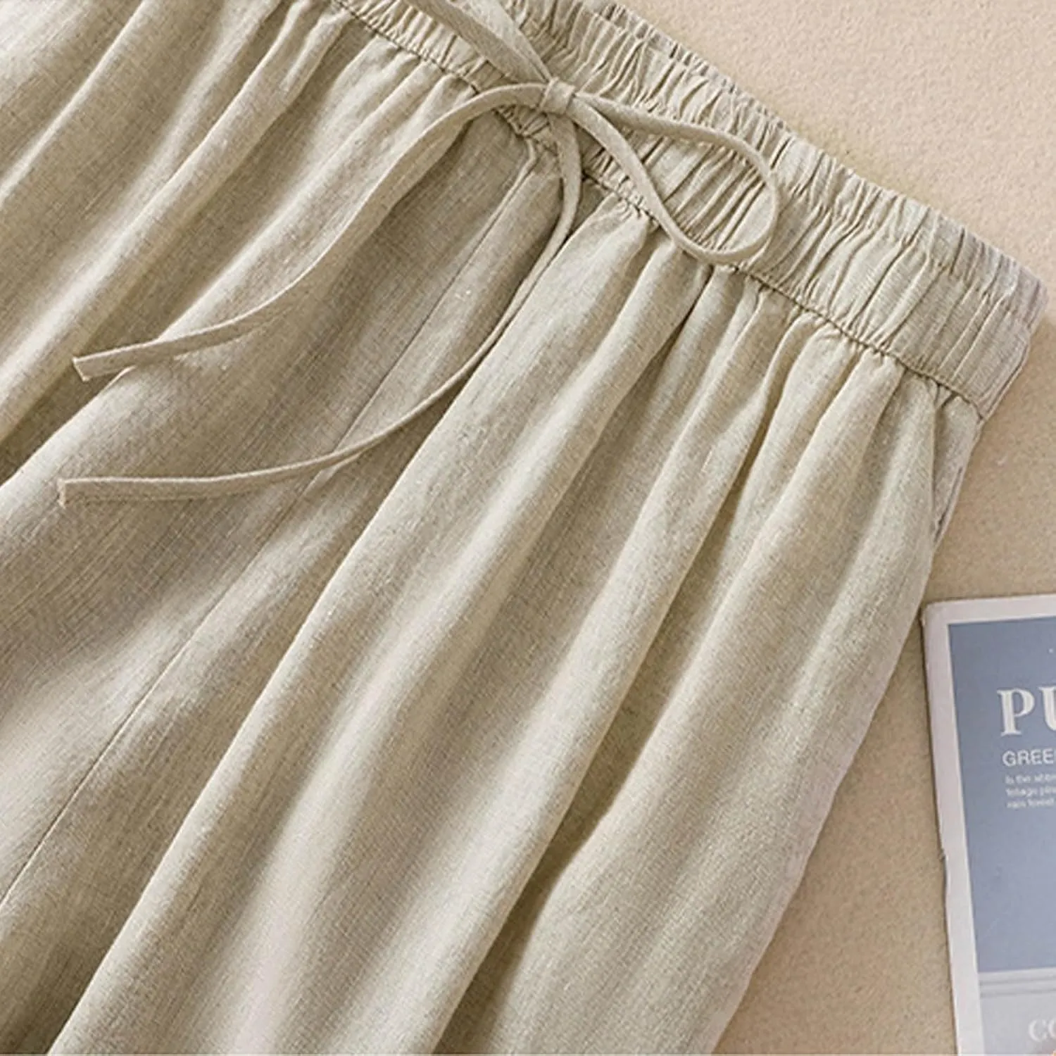 Cargo Pants Women, 2025 Peasant Pants Casual Linen Straight Leg Cotton Wide