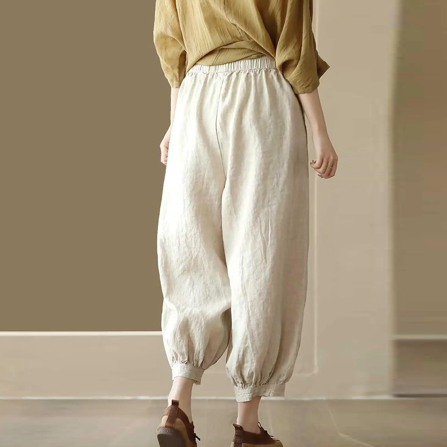 Cargo Pants Women, 2025 Peasant Pants Casual Linen Straight Leg Cotton Wide