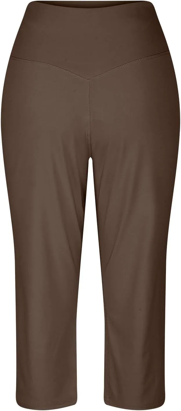 Cargo Pants Women, Casual Capri Pants Wide Leg High Waist with Pockets