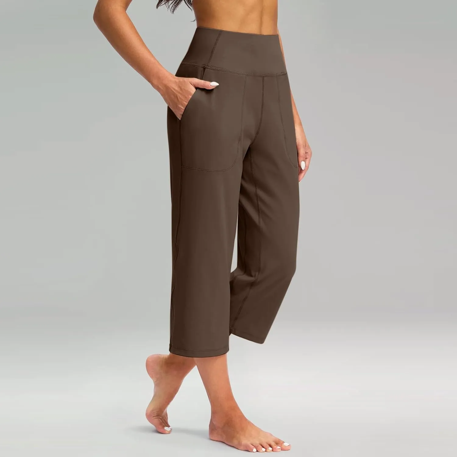 Cargo Pants Women, Casual Capri Pants Wide Leg High Waist with Pockets