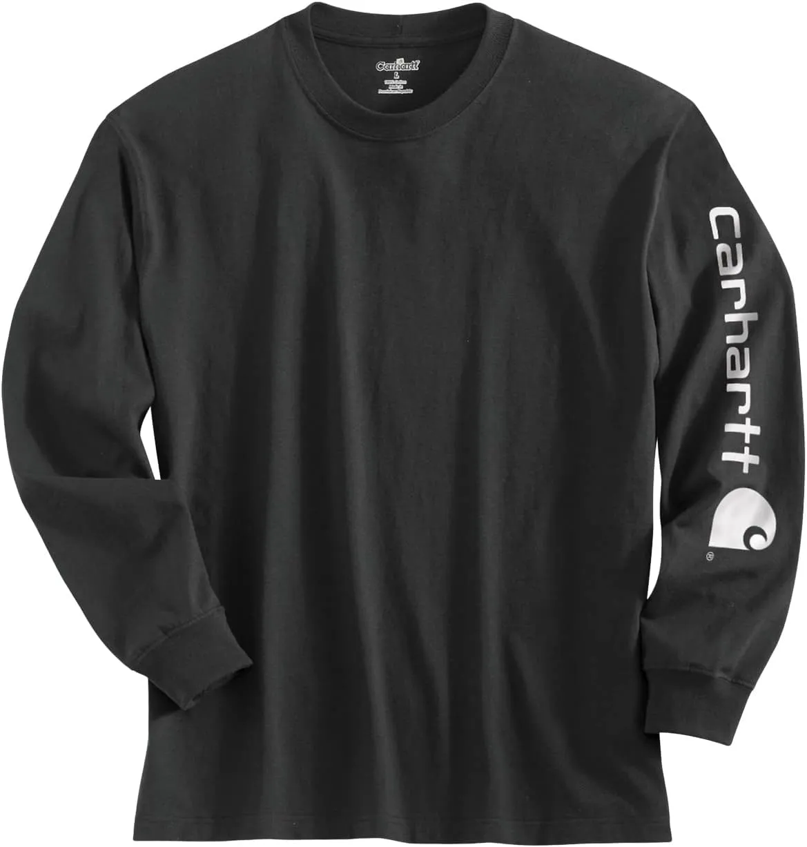 Carhartt mens Loose Fit Heavyweight Long-sleeve Logo Sleeve Graphic T-shirt work utility shirts, Heather Gray, Small US