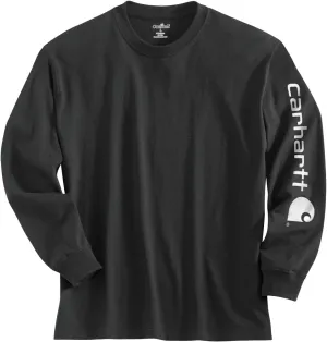 Carhartt mens Loose Fit Heavyweight Long-sleeve Logo Sleeve Graphic T-shirt work utility shirts, Heather Gray, Small US