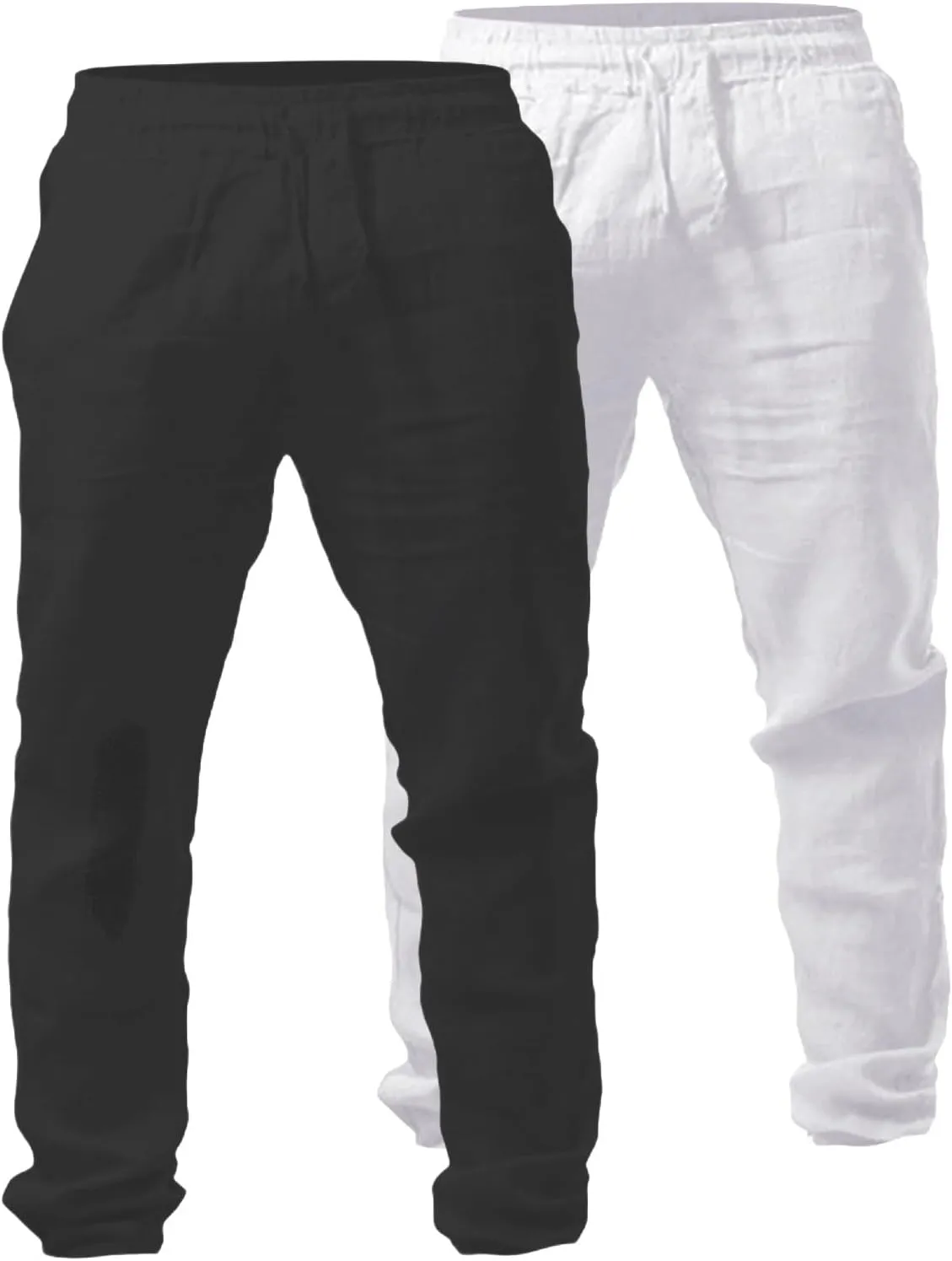 Casual Pants for Men Loose fit Lightweight Drawstring Elastic Waist Pants with Pocket Summer Fashion Vacation Trousers