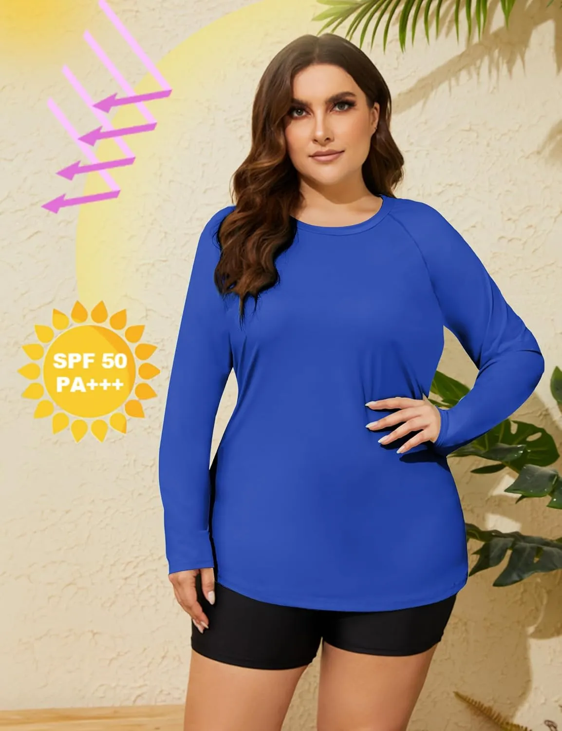 COOTRY Women's Plus Size Sun Shirts UPF 50  UV Protection Long Sleeve Rash Guard Quick Dry Workout Hiking Fishing Swim Shirt