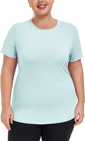 COOTRY Women's Plus Size UPF 50  Sun Shirts Short Sleeve UV Protection Rash Guard Quick Dry Hiking Fishing Swim Shirt
