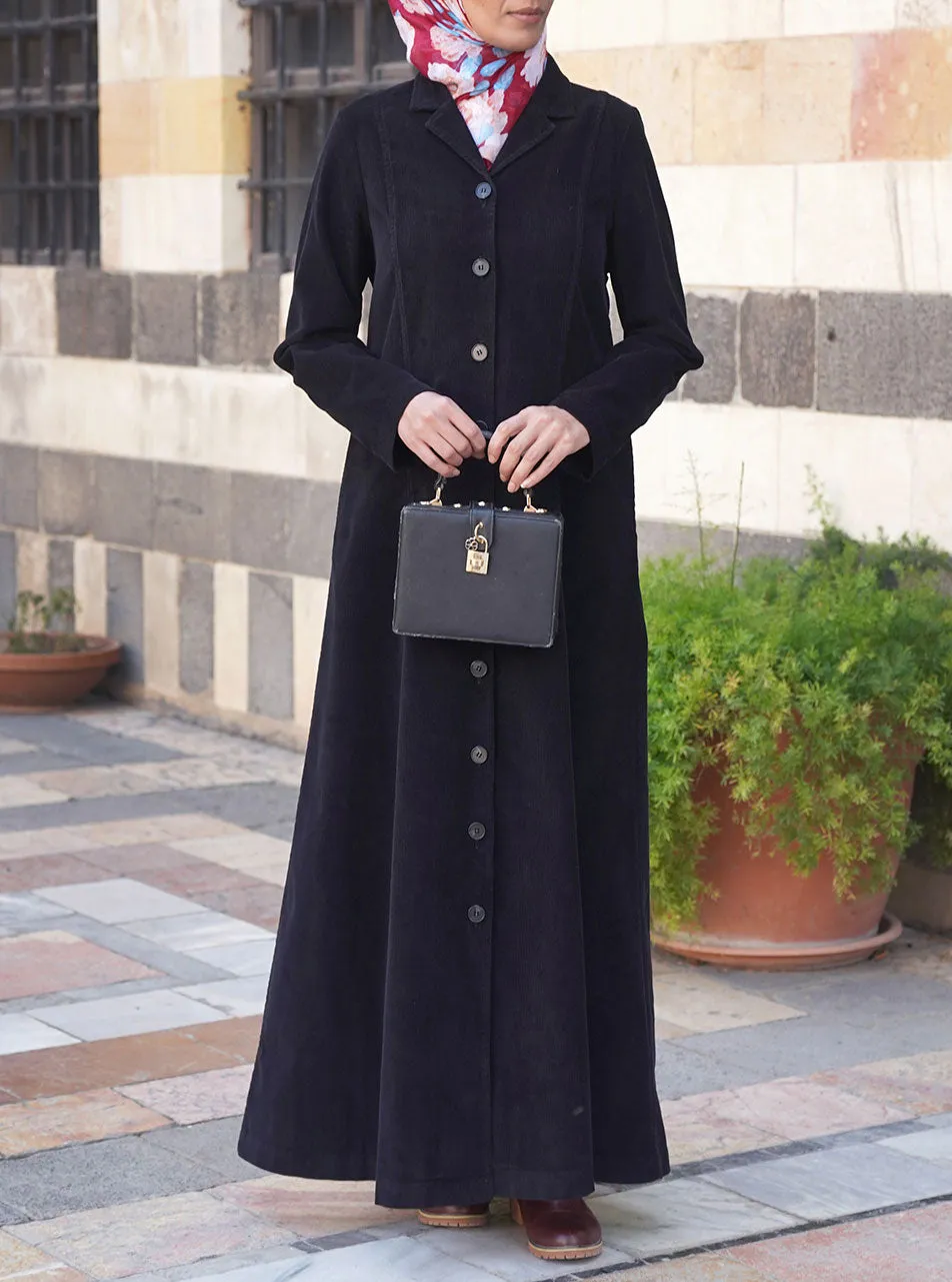 Corduroy Notched Collar Coat