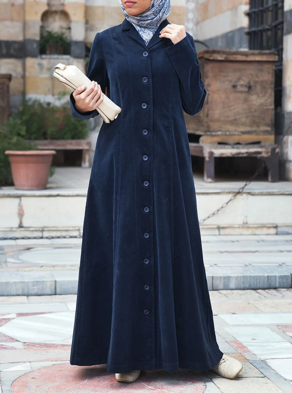 Corduroy Notched Collar Coat