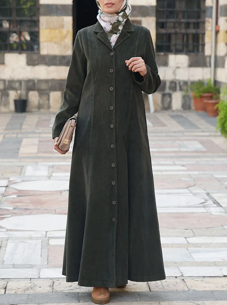 Corduroy Notched Collar Coat