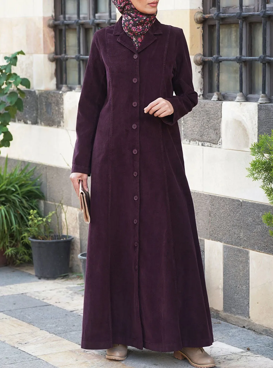 Corduroy Notched Collar Coat