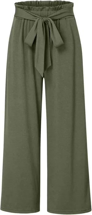 Corduroy Pleated Pants for Women Winter Everyday Hiking Pants with Pockets Elastic Waist High Waisted