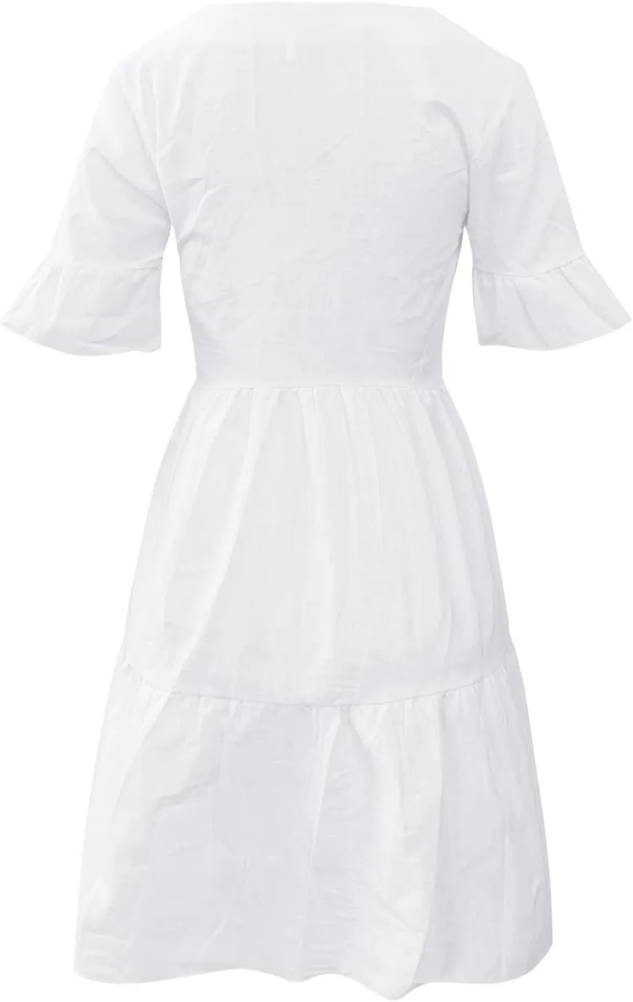 Cotton Linen Maxi Dress for Women Summer Casual Ruffle Flowy Sleeve Boho Dresses Plus Size Beach Mini Dress Loose Dress