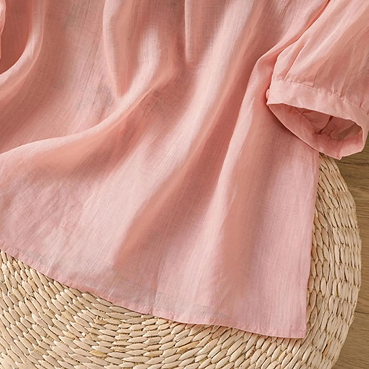 Cotton Linen Shirts for Women 2025 Floral Embroidered Tops Boho Ethnic Women 3/4 Sleeve V Neck Button Tunic Tshirt