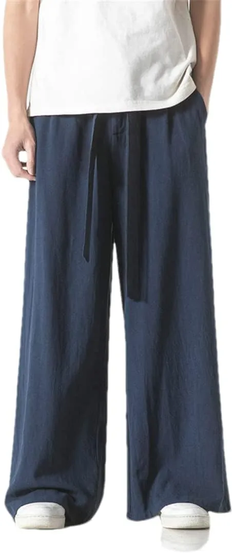 Cotton Vintage MenS Harem Pants Harajuku Casual Wide Leg Pants Loose Trousers Jogger Pants