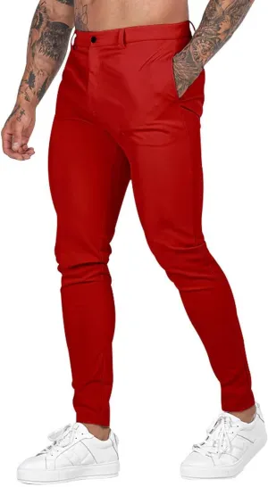 CRNTCEM Skinny Leg Golf Pants for Men Slim Fit Stretch Business Work Trousers Anckle Outdoor Casual Sports Chino Suit Pants