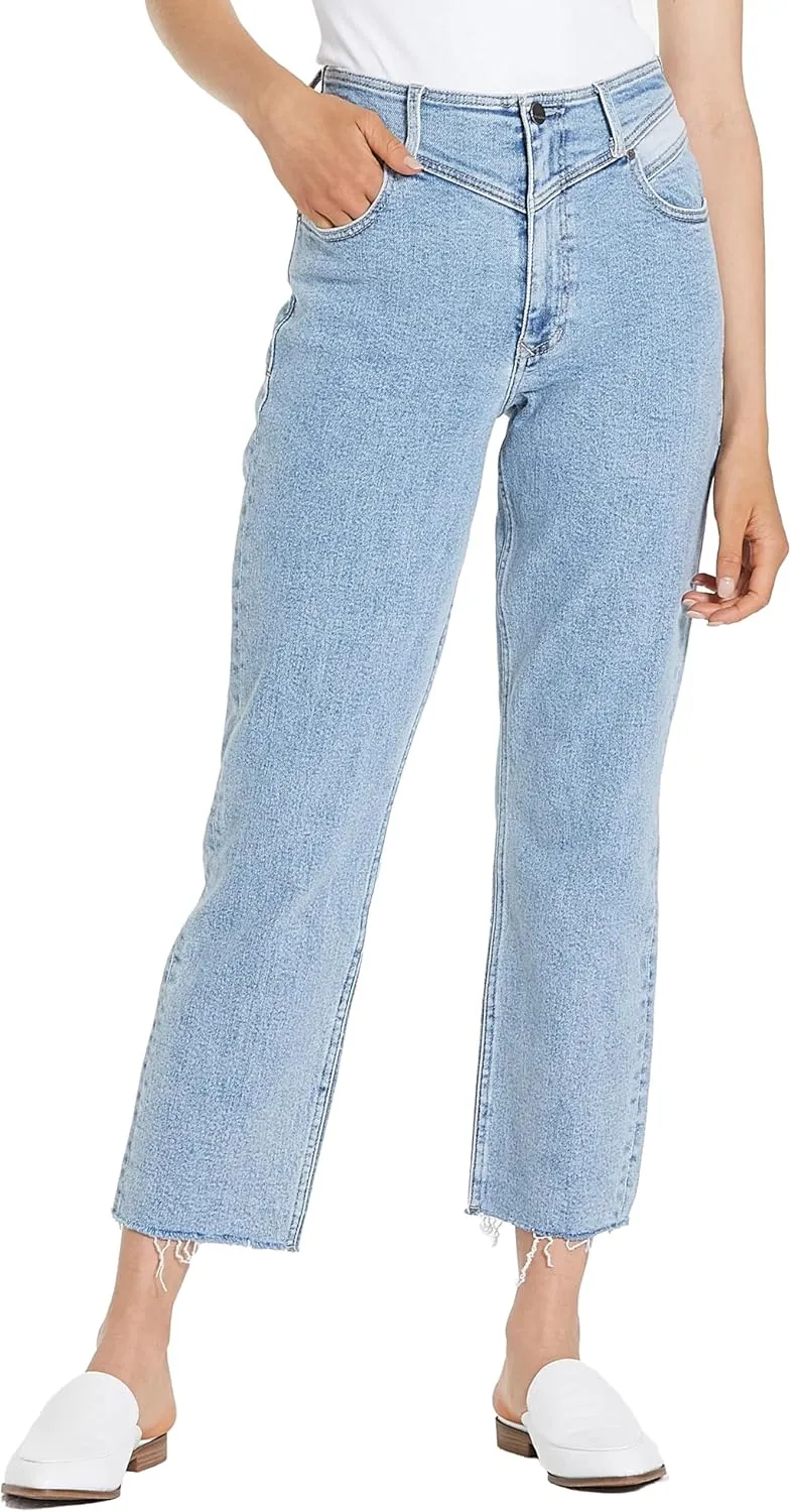 DEAR JOHN Jodi Women's Jeans Straight Leg High Rise Cropped Inseam