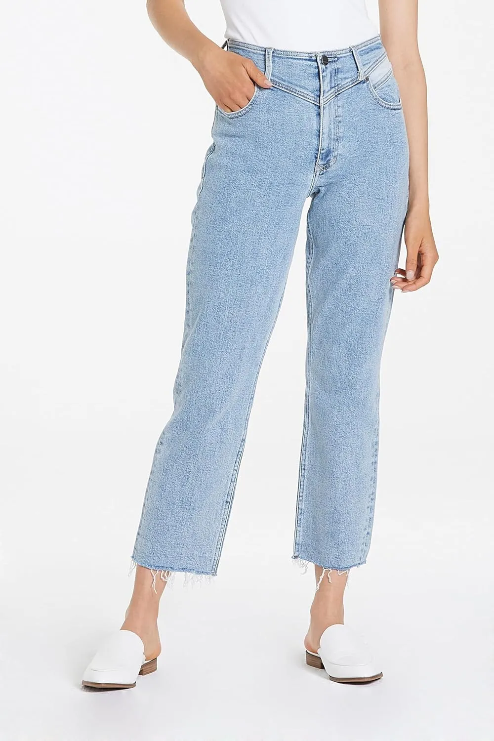 DEAR JOHN Jodi Women's Jeans Straight Leg High Rise Cropped Inseam