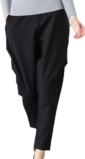 DGHM-JLMY Women's Spring Loose Skinny Pants Linen Ankle Harem Pants Leggings Cropped Tapered Trousers with Pockets