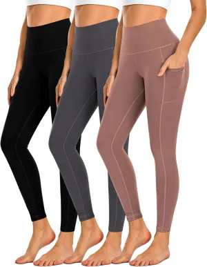 Dimore 4 Pack Workout Leggings for Women with Pockets,High Waisted Tummy Control Yoga Pants for Workout Running