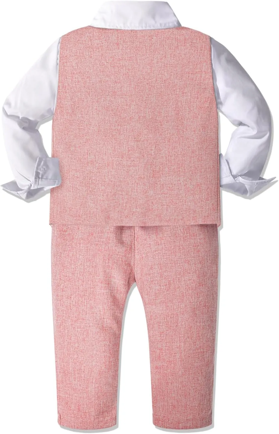 Dinysuos Boys Suit Formal Dress Kids Tuxedo Outfit Dress Shirt with Bow Tie  Slim Vest Pants 4Pcs 3-7 Years