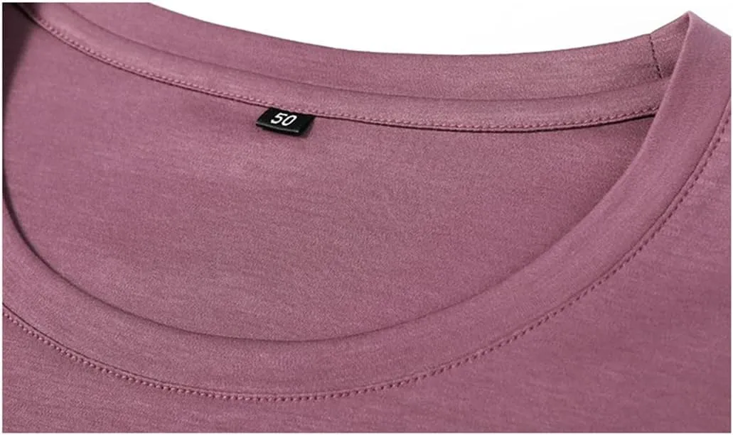 Disimlarl Mercerized Cotton Round Neck T Shirt Men Long Sleeve Tops Basic Solid Tshirt Male Undershirts