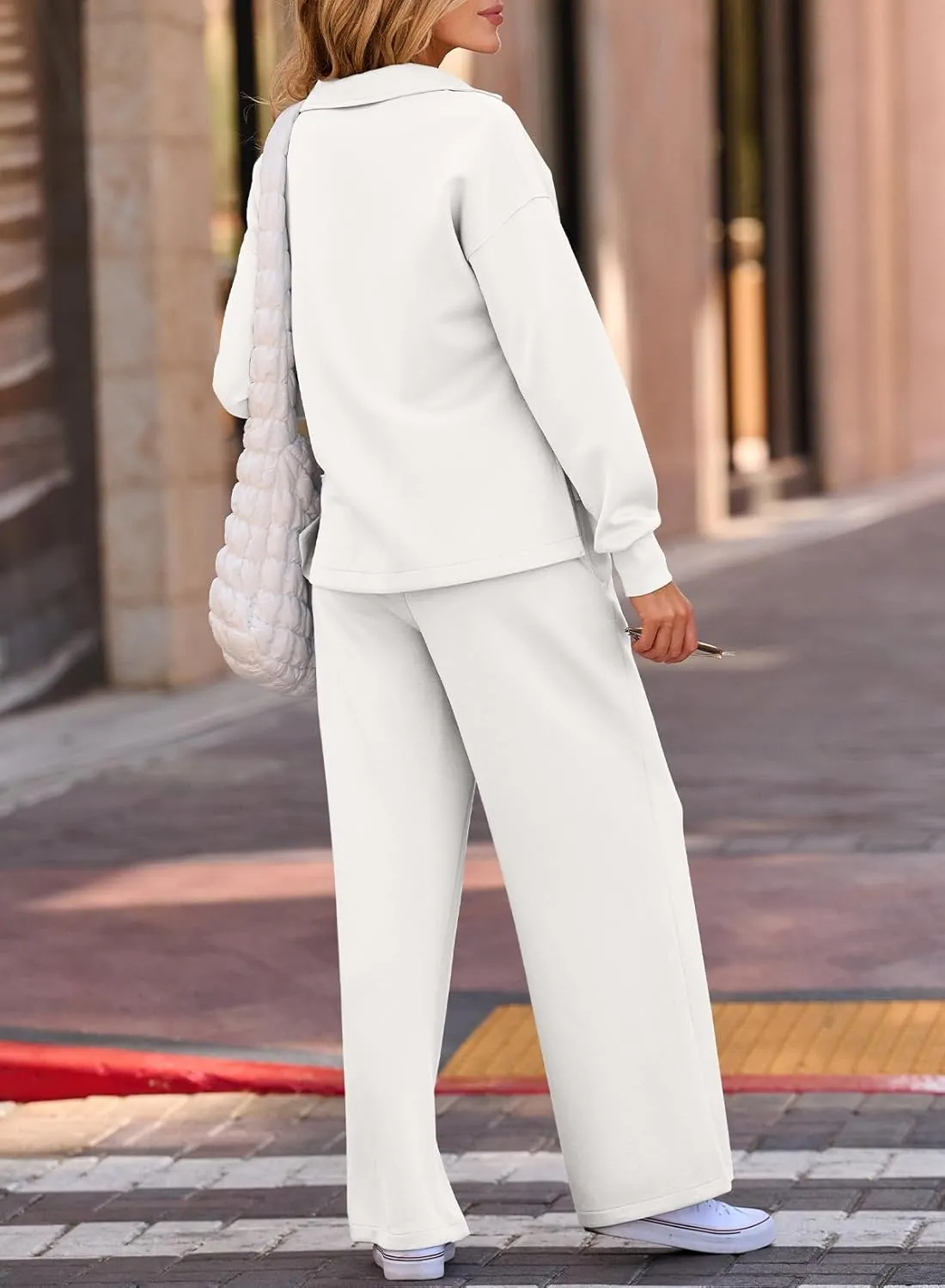 EVALESS Two Piece Sets for Women Lounge Sets V Neck Sweatshirt Wide Leg Sweatpants Women Outfits