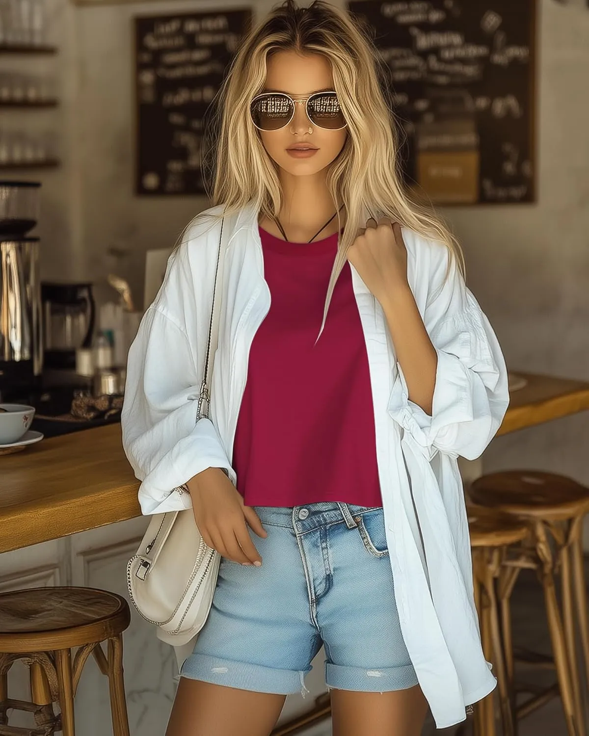 Ficerd 3 Pack Women Crop Tops Half Sleeve Cropped T Shirts Casual Crew Neck Drop Shoulder Loose Summer Solid Color