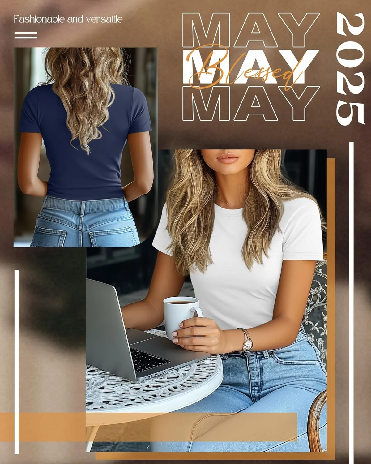 Ficerd 4 Pack Women's Short Sleeve T Shirts Cotton Crew Neck Slim Fitted Tops Basic Casual Shirts Stretchy Going Out Tees